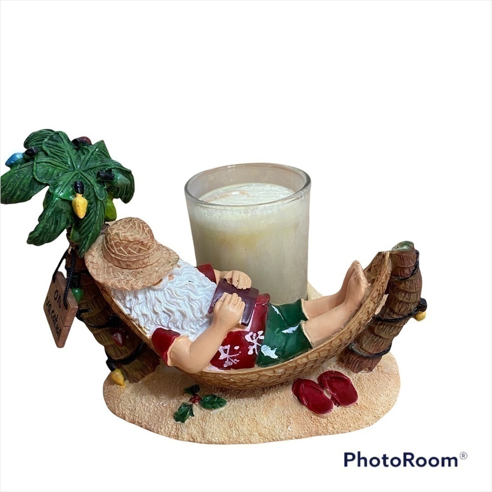Yankee Candle Santa On Vacation Votive Candle Christmas Palm Tree Hammock